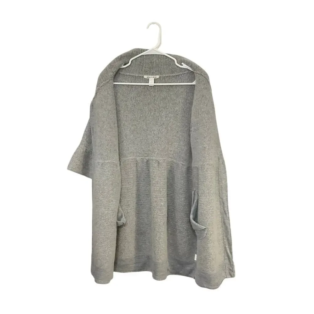 Alice + Olivia Wool/Angora Cardigan Sweater Large Collared Grey Bell Sleeves - Picture 3 of 9